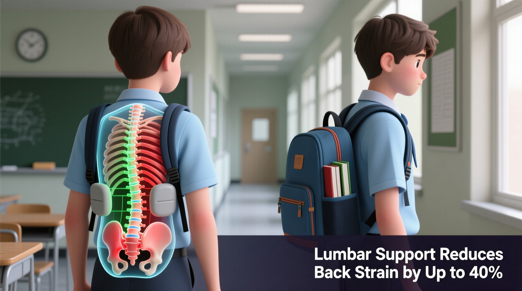 backpack with lumbar support vs regular student backpack which reduces strain