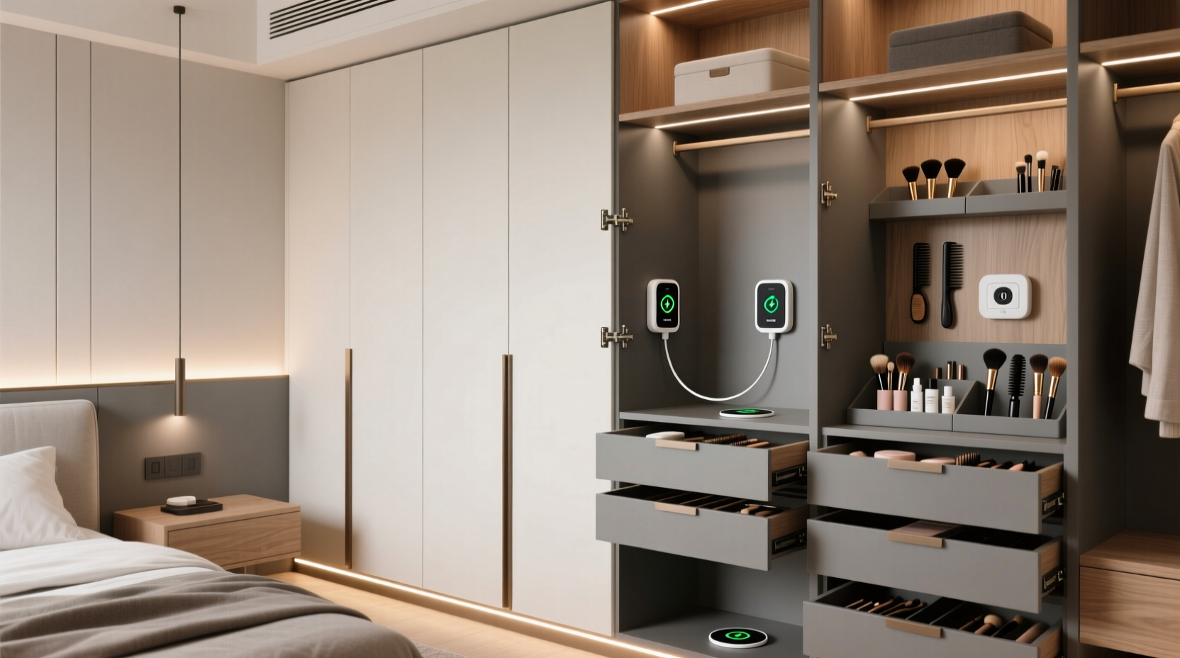 closet organization tips hidden beauty tool charging
