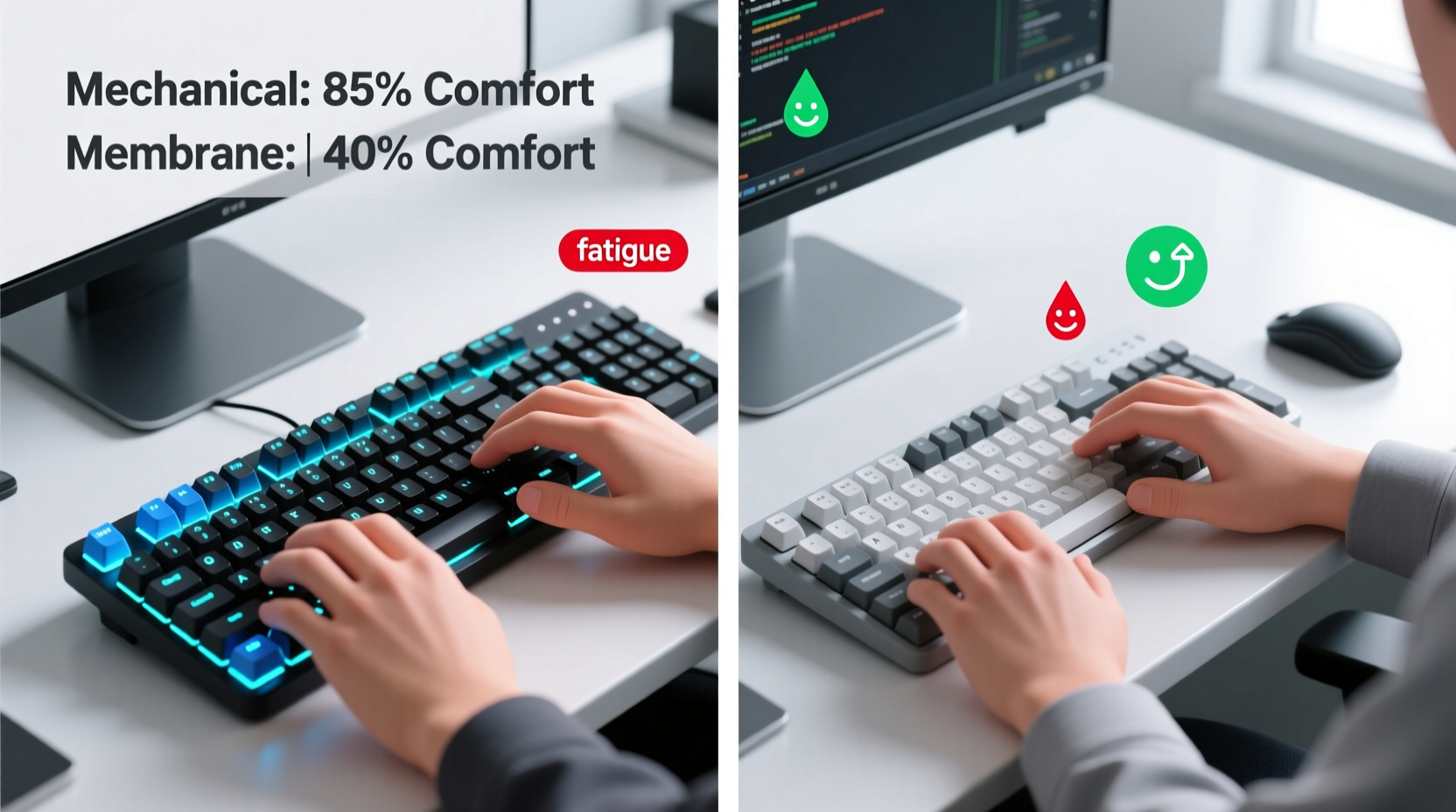 mechanical keyboard vs membrane for coding comfort and typing fatigue