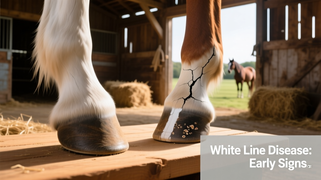 Side-by-side comparison showing a healthy hoof versus one with early signs of white line disease