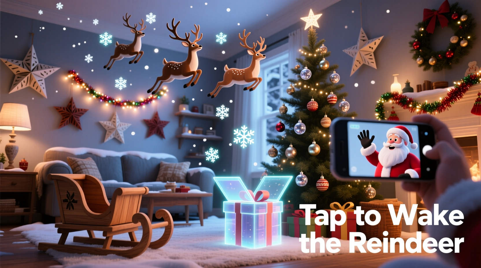 how to integrate augmented reality elements with physical christmas decorations