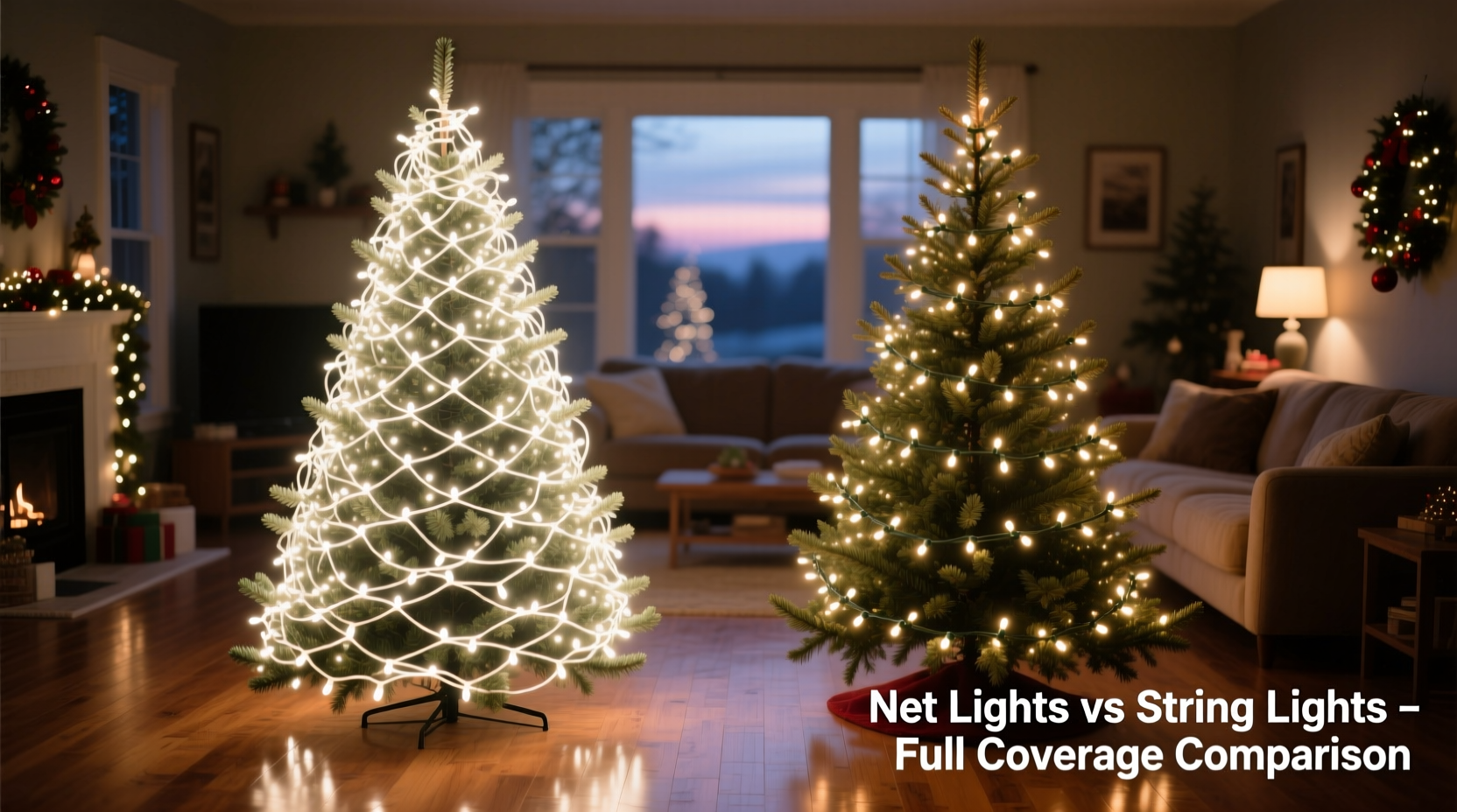 net lights vs string lights for christmas trees which gives fuller coverage