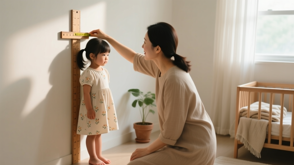 Close-up of a mother measuring a young girl