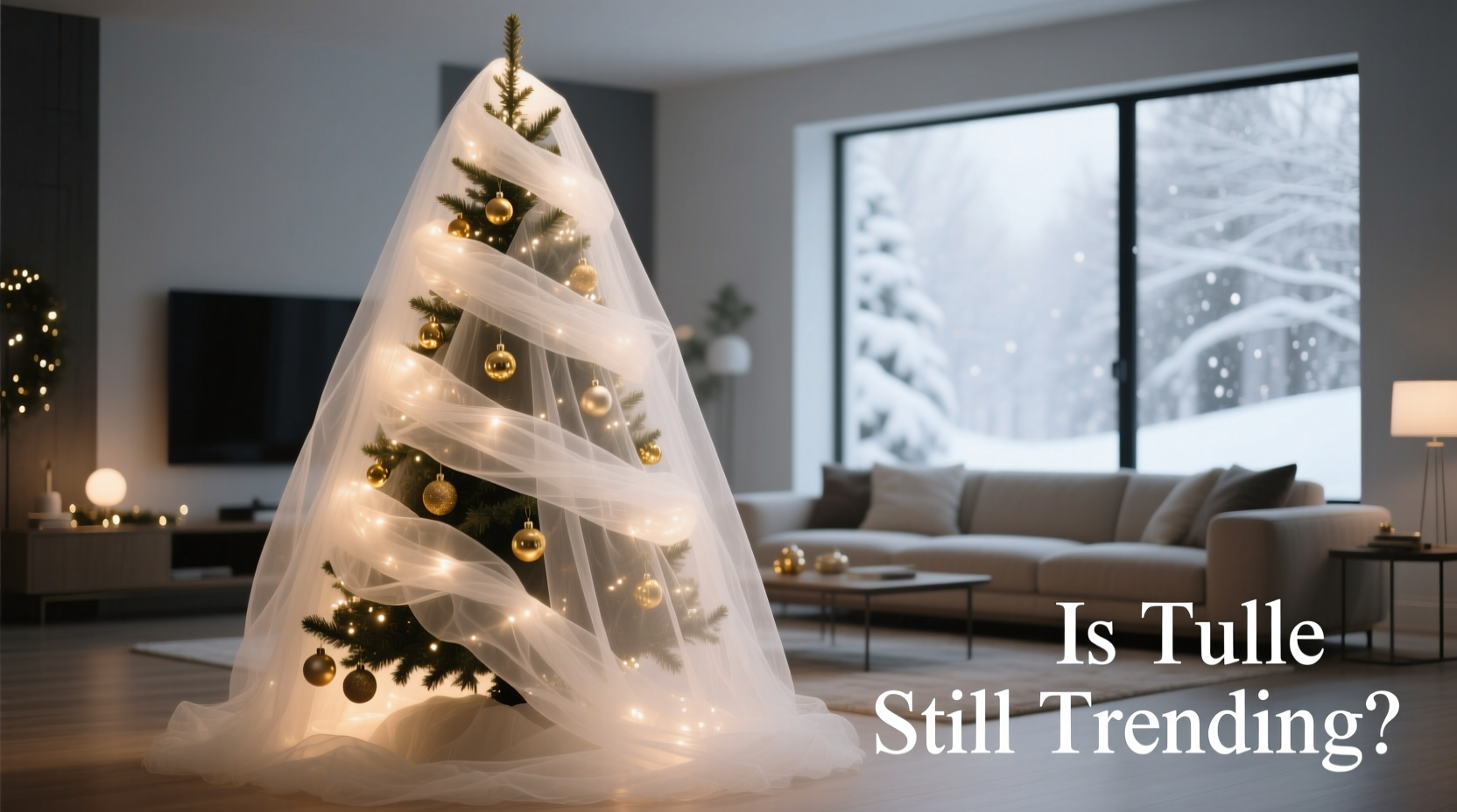 is wrapping a christmas tree in sheer white tulle still trending or has it been replaced by velvet draping