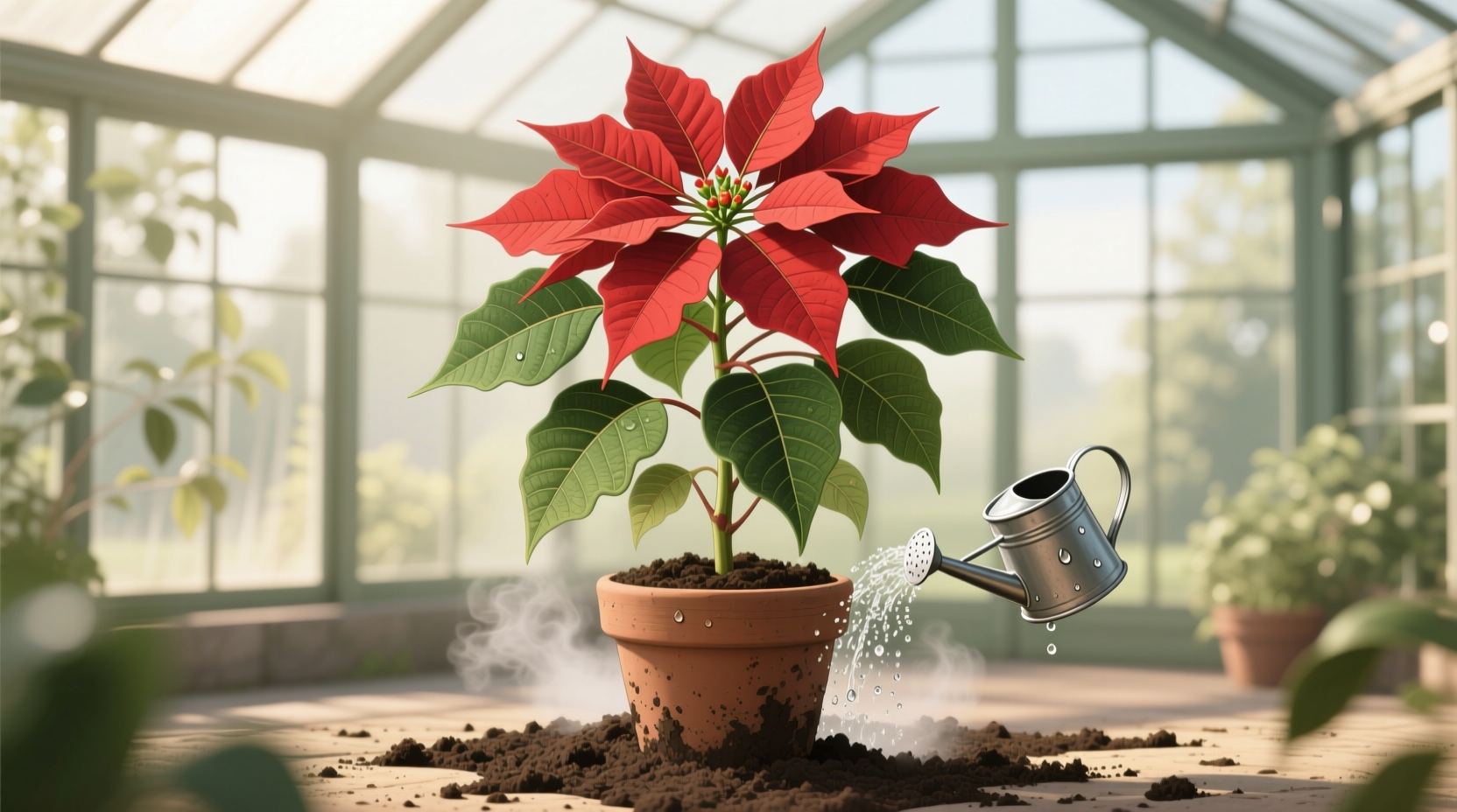 when to water poinsettias