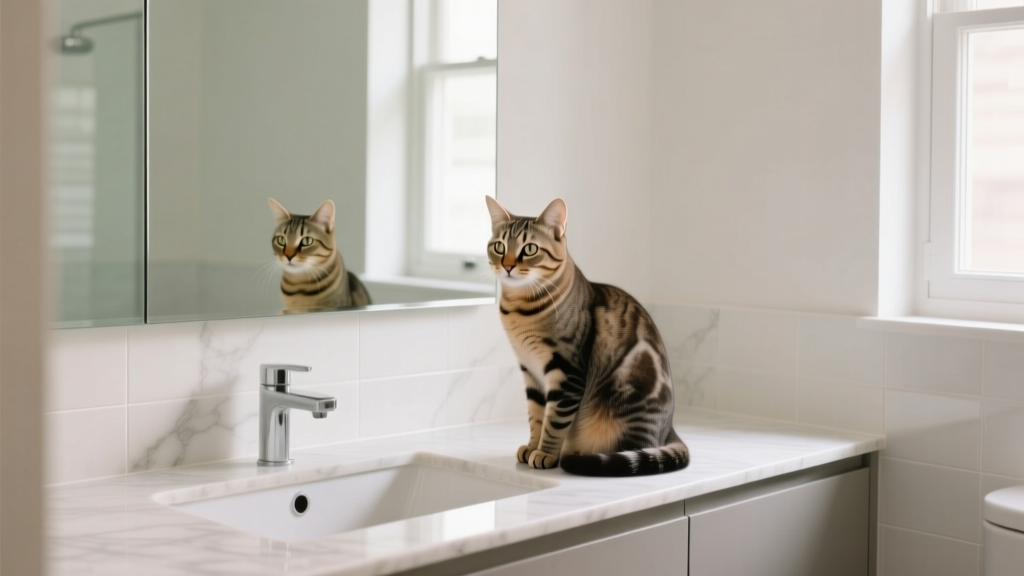 Why Cats Sit on the Bathroom Counter Mirror