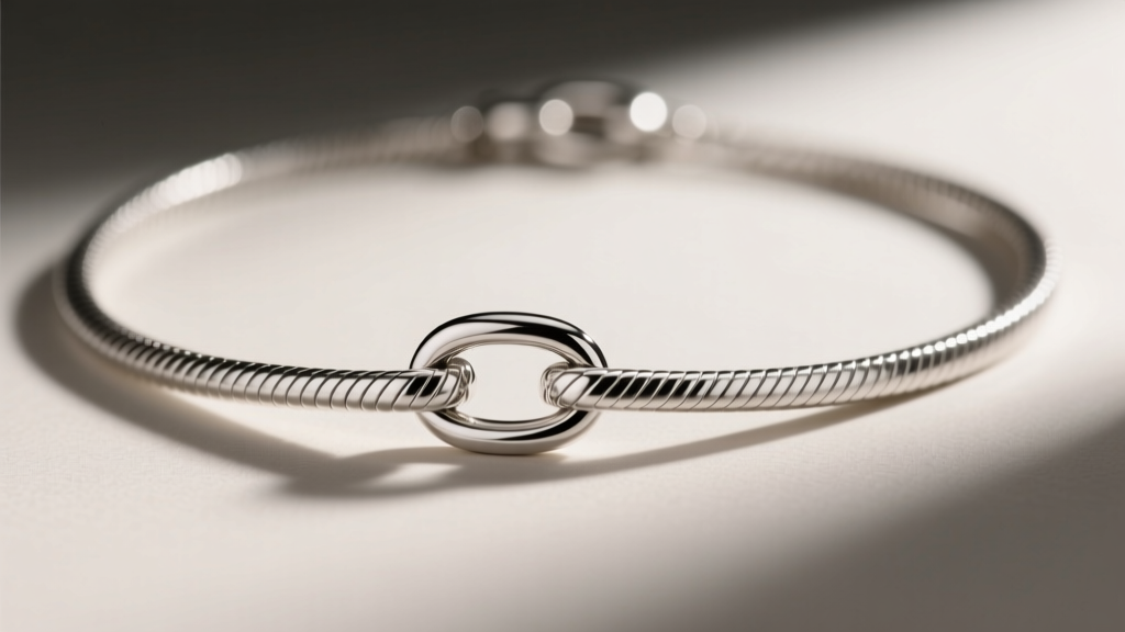 Macro shot of a platinum lariat necklace with two holes, revealing the precise 2mm drill clearance for a polished 1mm snake chain
