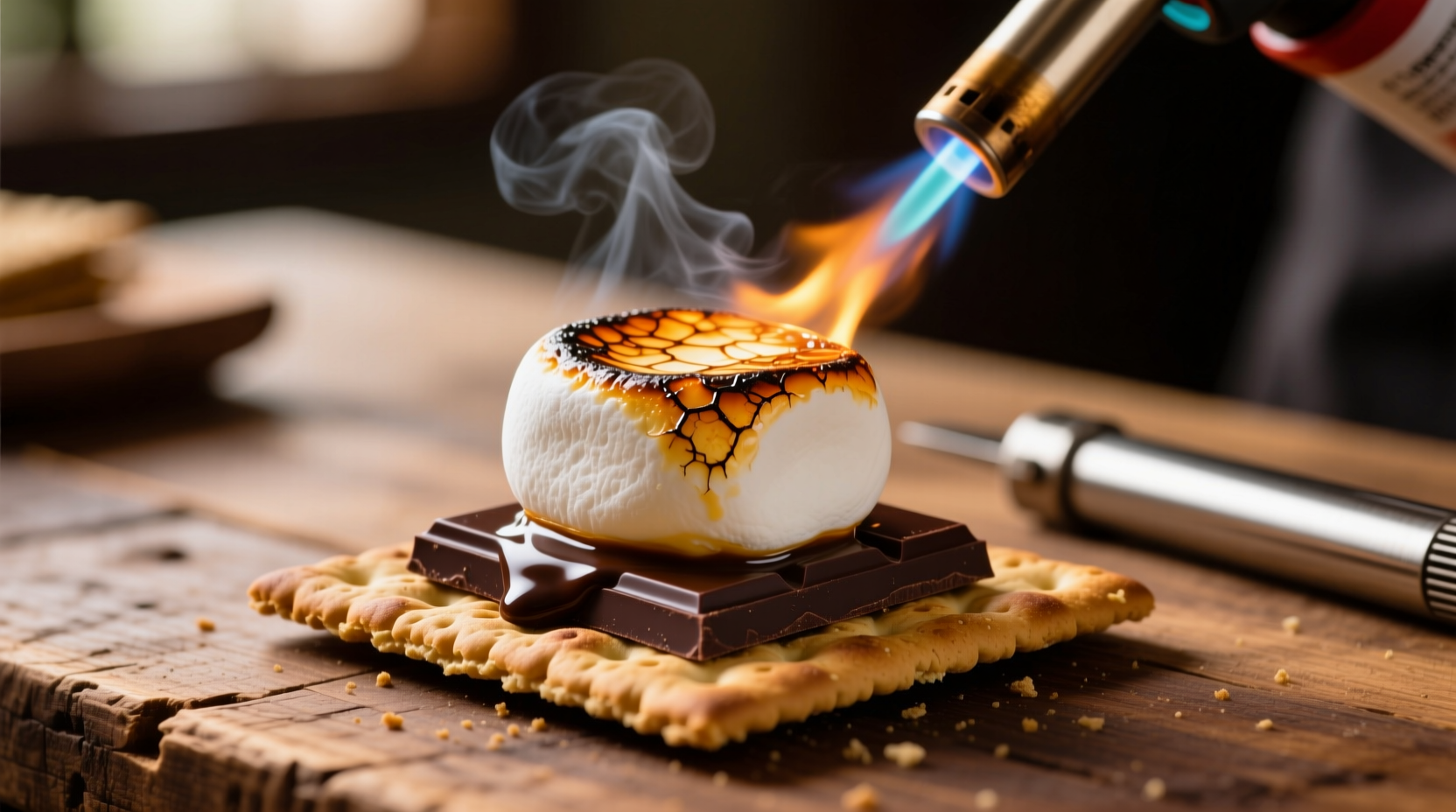 make perfect smores indoors with a culinary torch