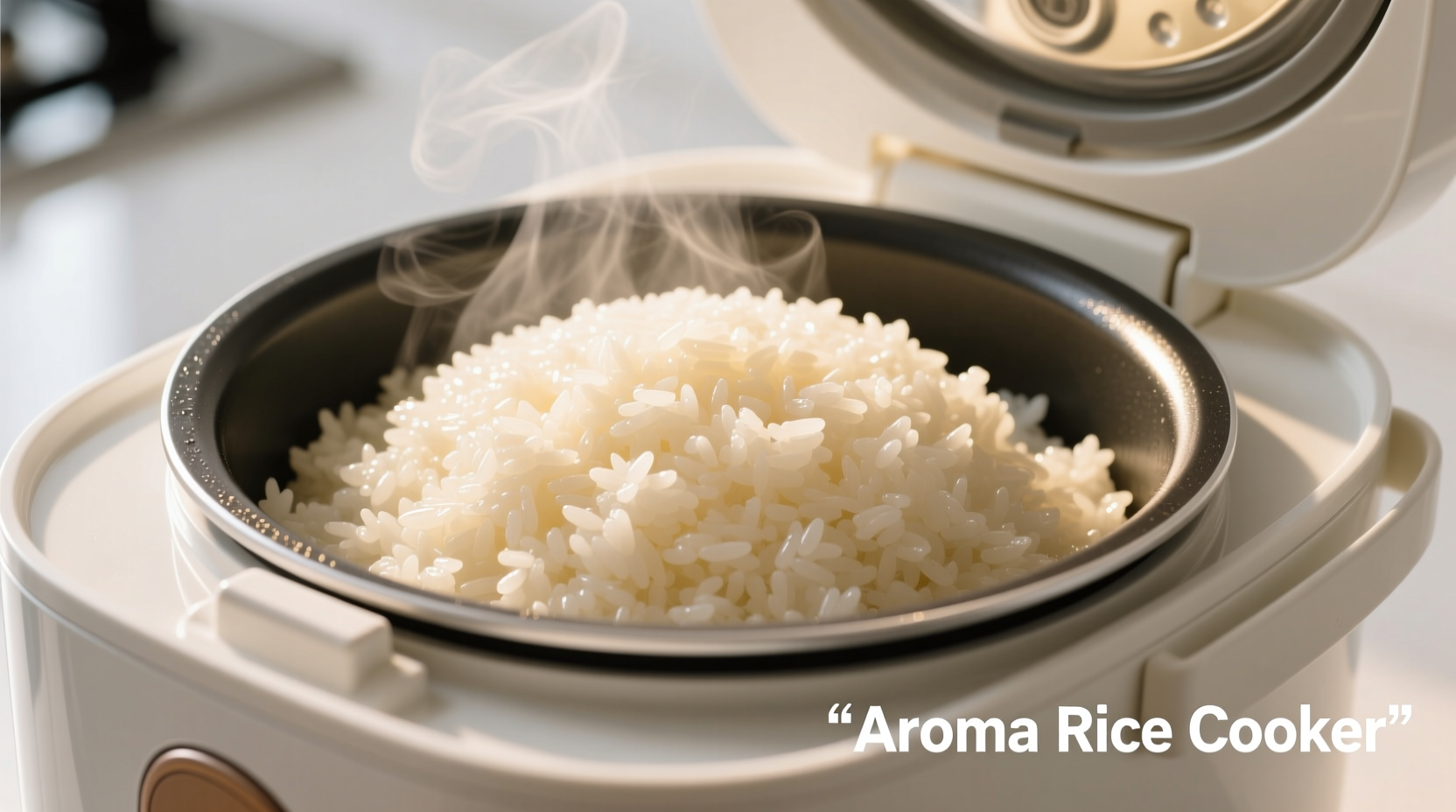 Perfectly cooked white rice in aroma rice cooker