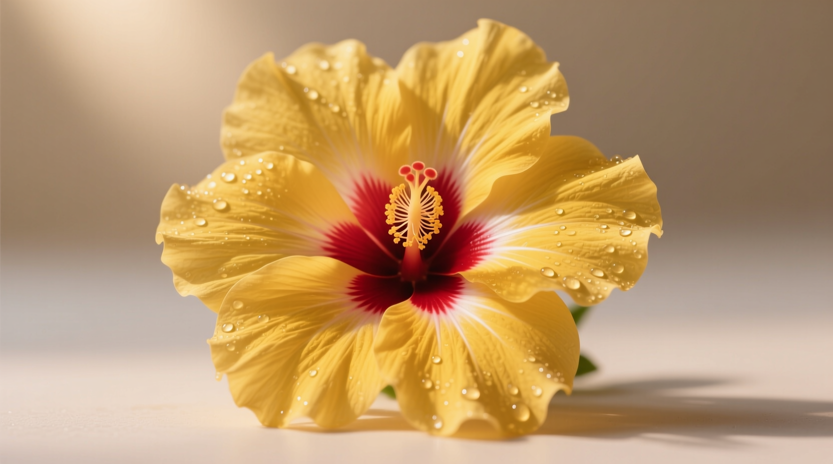 yellow hibiscus red center