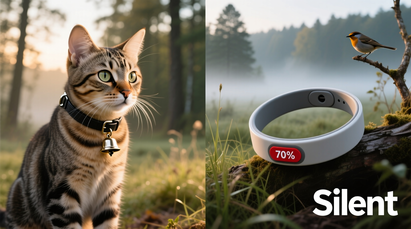 cat collar with bell vs silent which reduces bird hunting more ethically