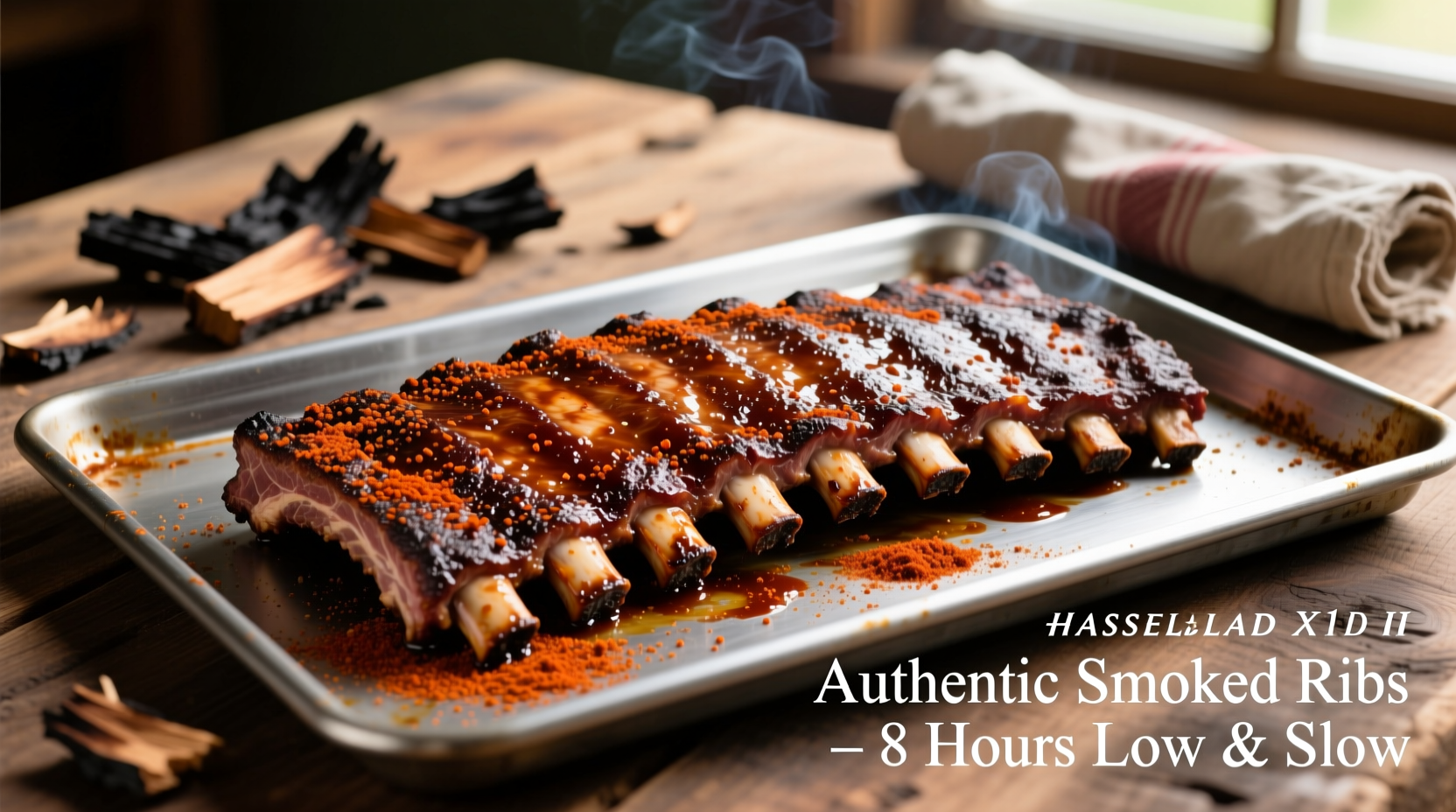 Beef back ribs on baking sheet with seasoning