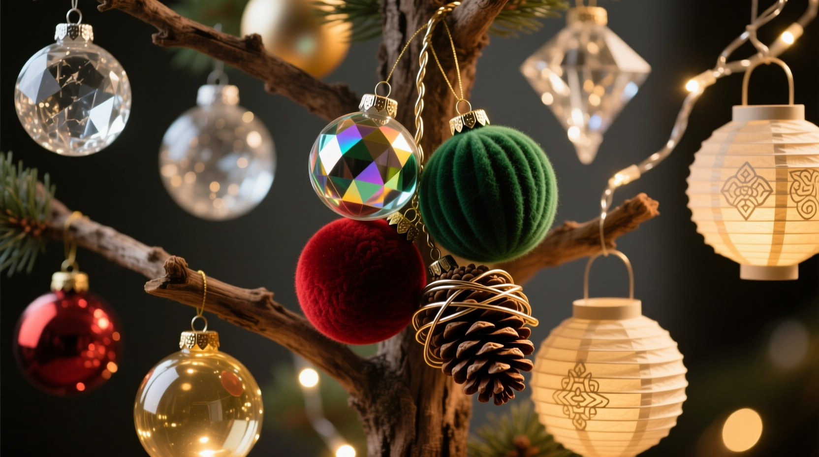 how to layer different textures of christmas ornaments without visual chaos