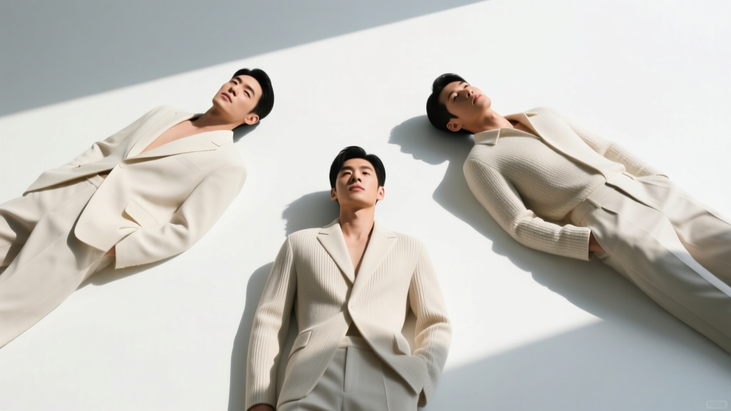 Flat lay of three men