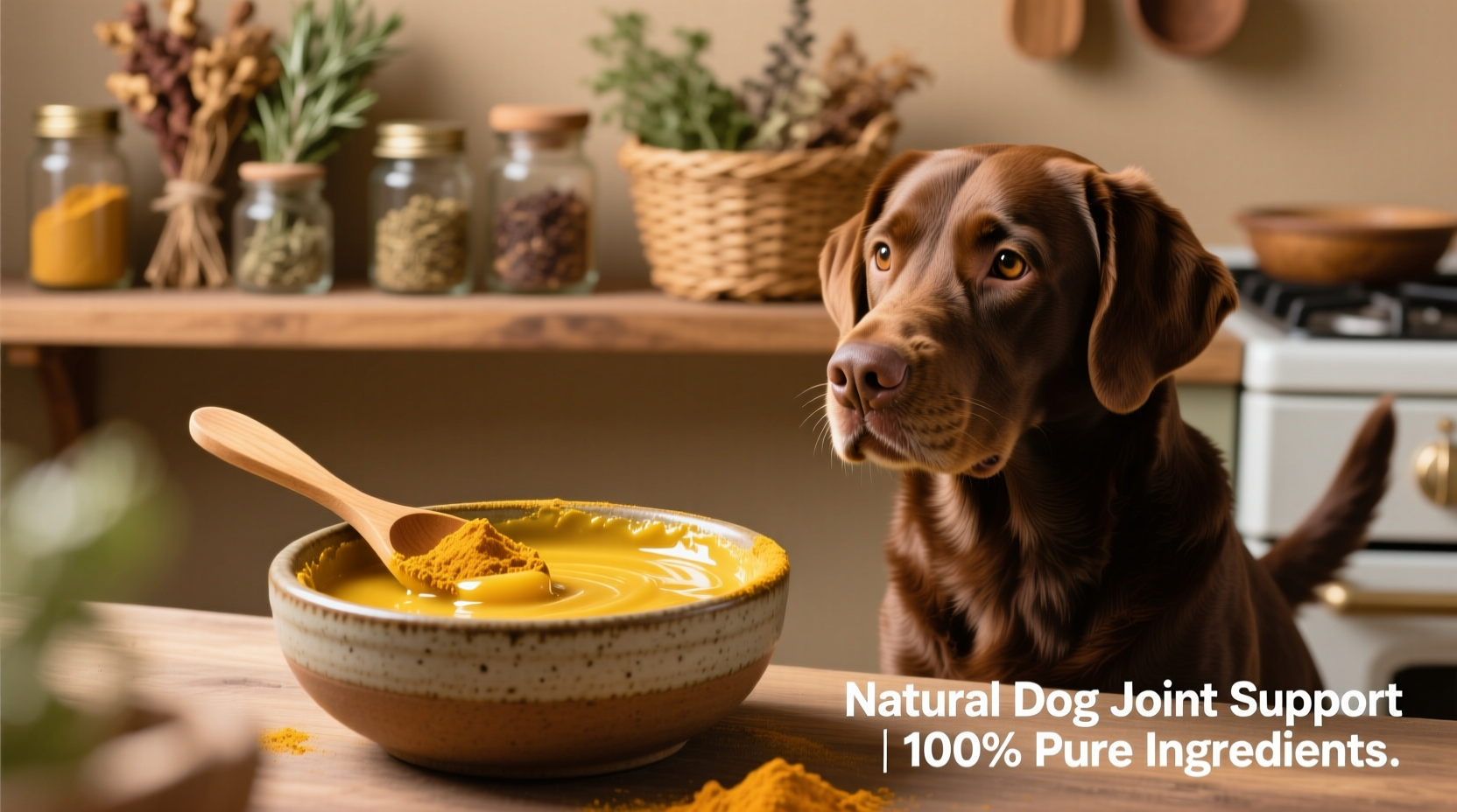 Golden turmeric powder mixed with coconut oil for dogs