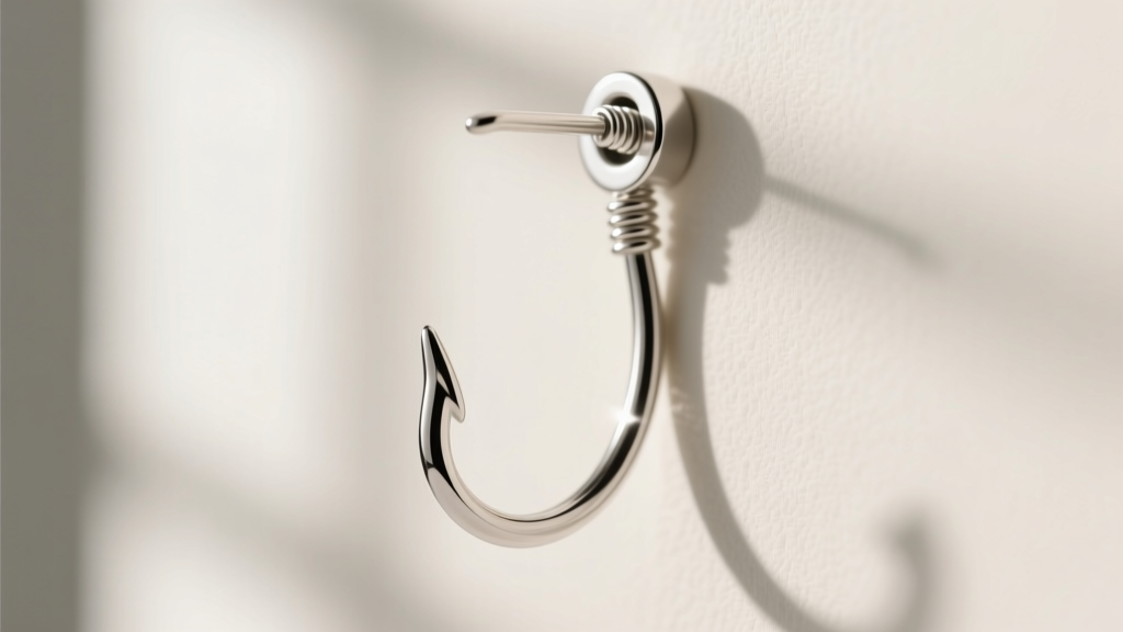 Macro photography of a 20-gauge sterling silver French wire fishhook earring backing, highlighting the curved tension loop