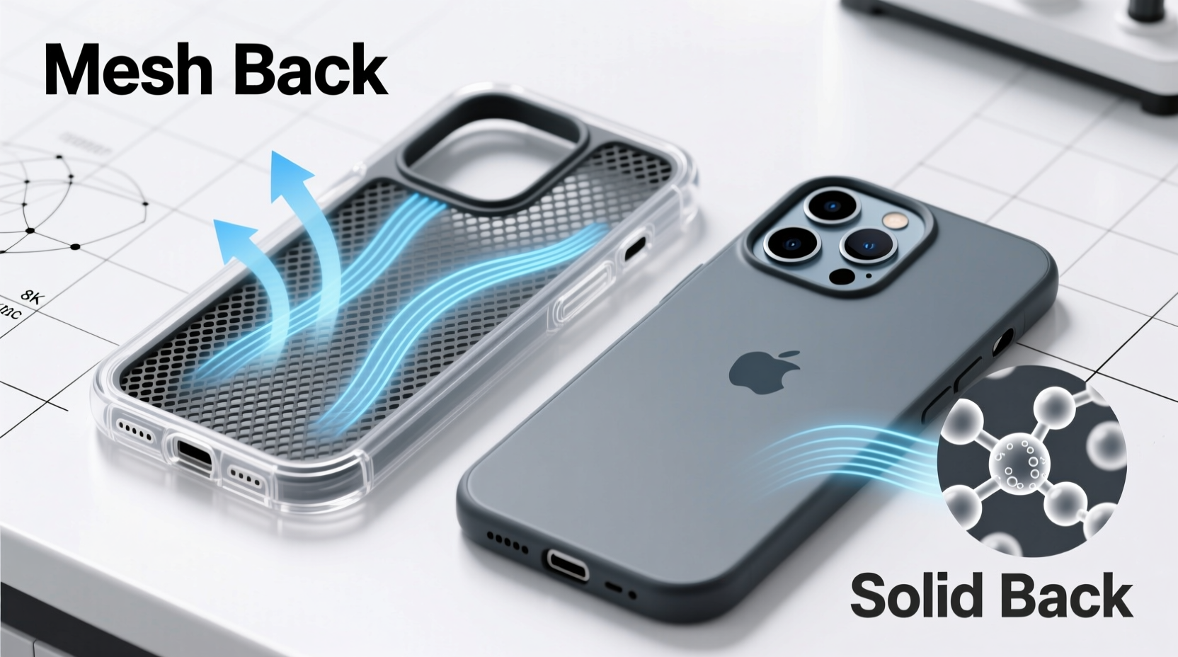 mesh back vs solid back phone cases which improves airflow more