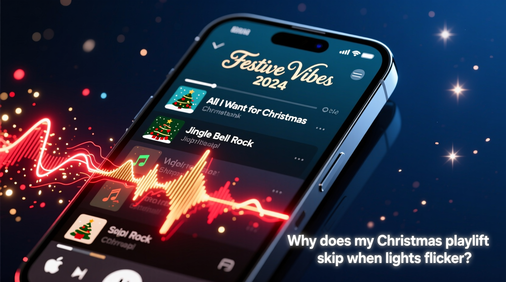 why does my christmas playlist skip when lights flicker interference