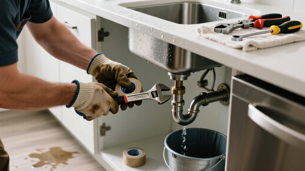 Fixing a Leaking Garbage Disposal in the Kitchen
