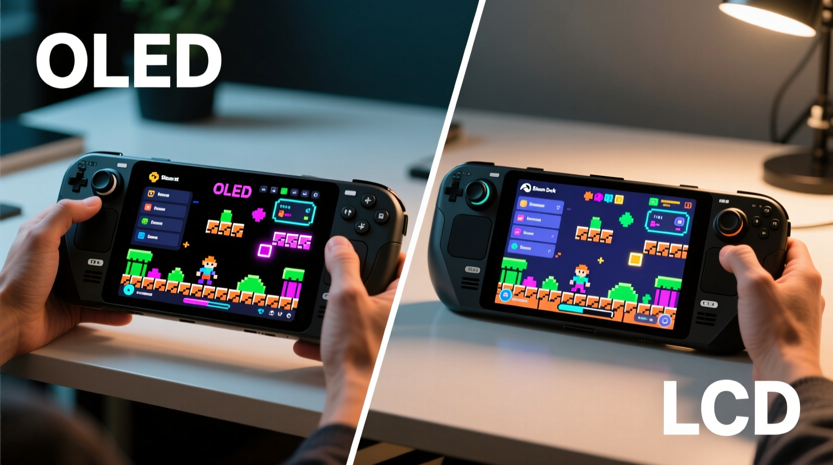oled switch vs lcd steam deck which handheld has the better display for indie games