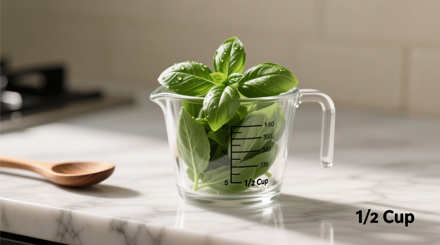 Tuesday morning cooking mistake: loosely measured basil cup yields half the expected weight for pesto recipe