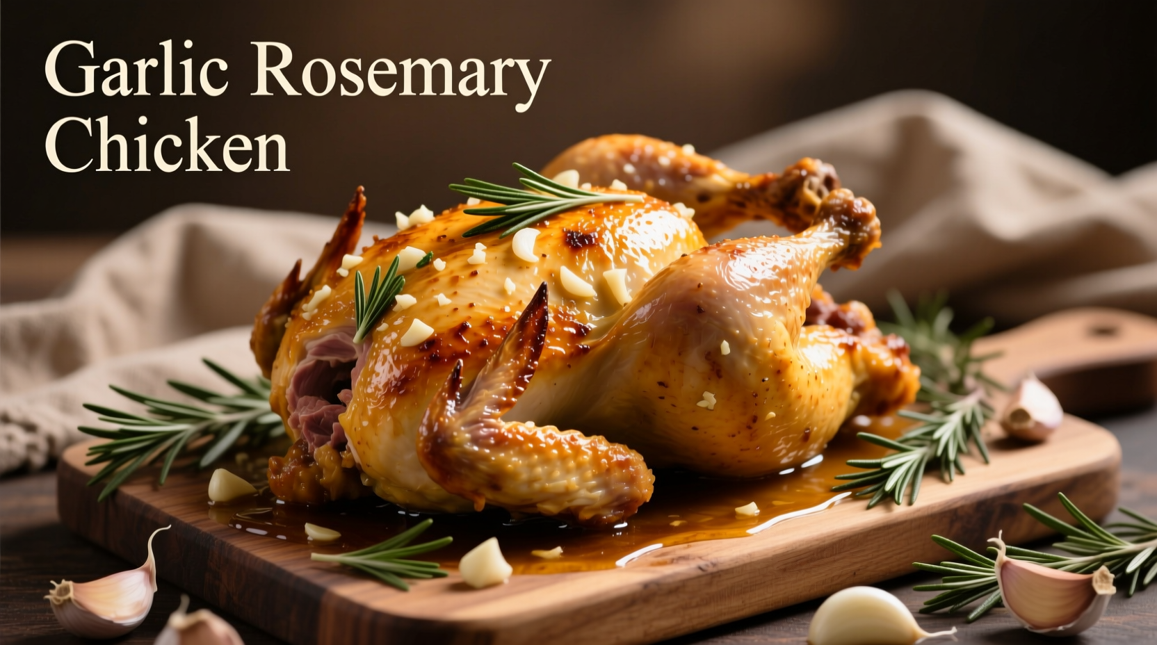 Golden baked garlic chicken with rosemary