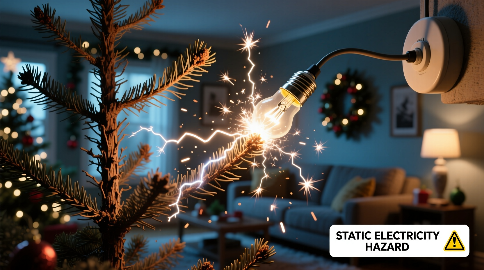 why does my christmas tree spark when near lights static or danger