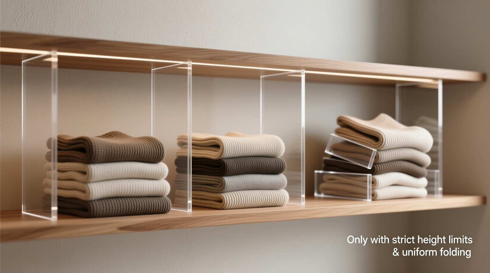 closet shelf dividers vs acrylic boxes for knits