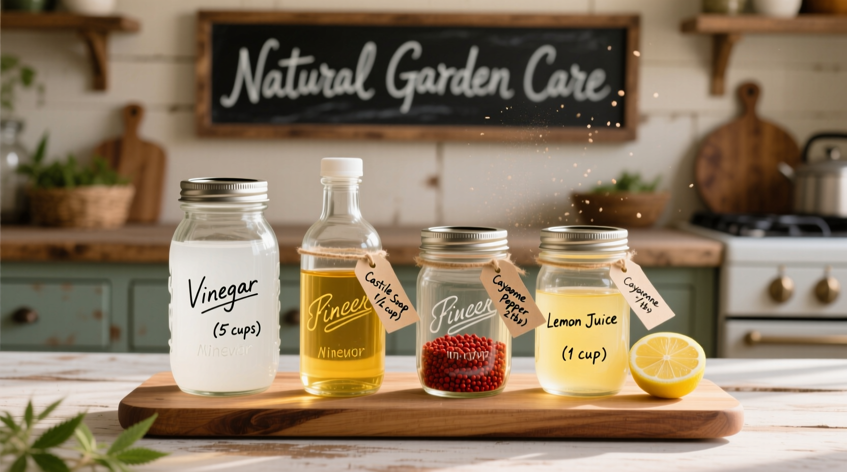 Homemade weed killer ingredients in mason jars