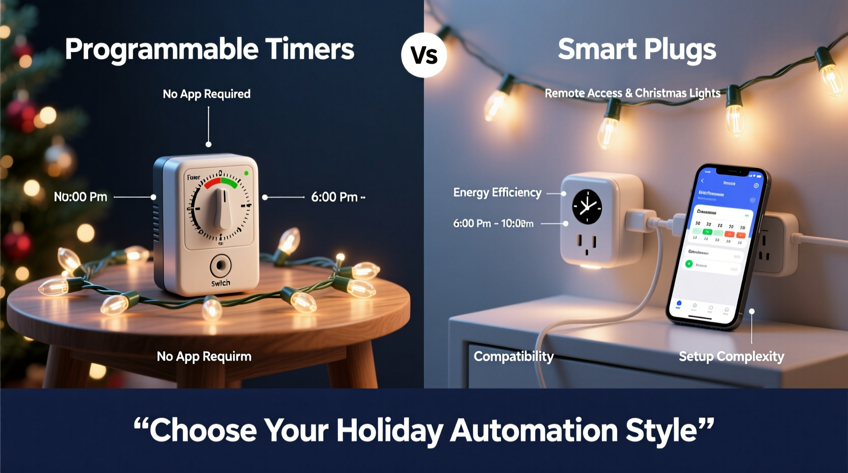 programmable timers vs smart plugs for automating christmas lights