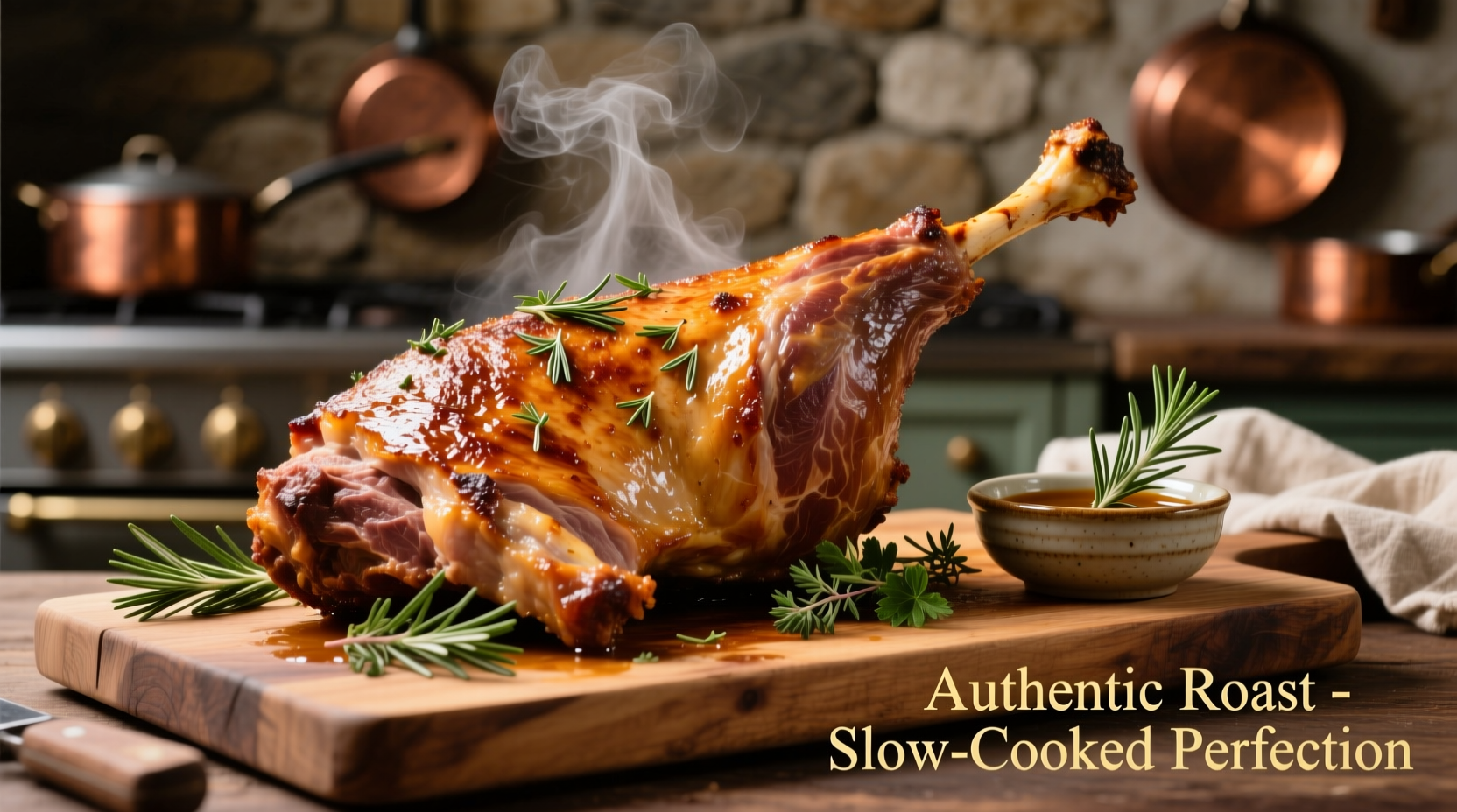 Perfectly roasted leg of lamb with herbs