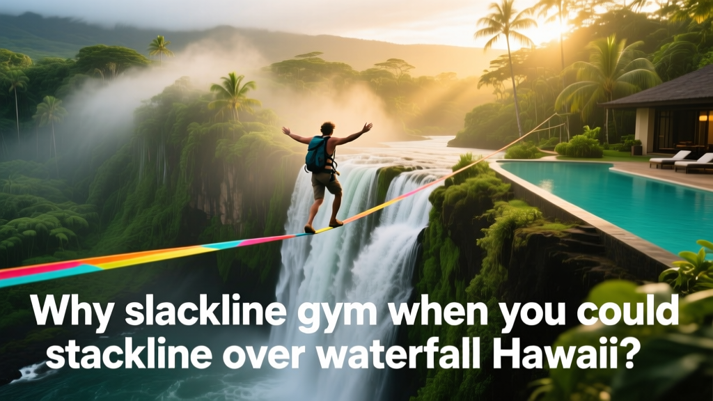 Why Slackline Gym When You Could Slackline Over Waterfall Hawaii?