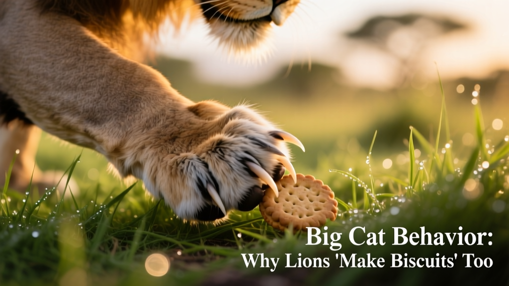 Close-up of a lion's front paw mid-knead, showing extended claws and muscular movement against green grass