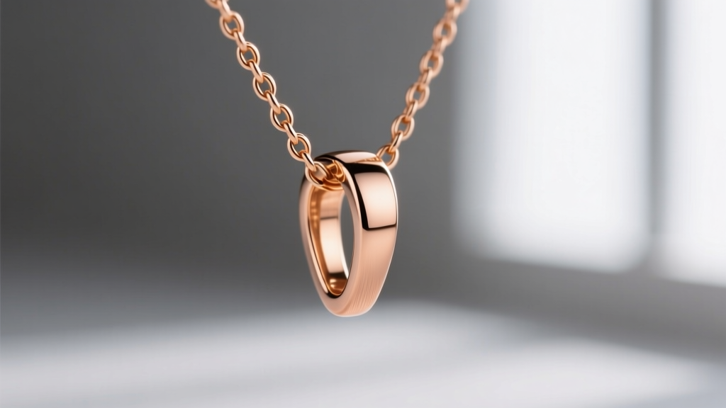 Macro photography of a 14k rose gold pendant bail sliding onto a 2mm wheat chain, highlighting the clearance gap and metal finish
