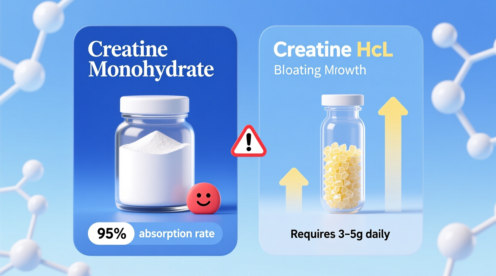 creatine monohydrate vs hcl which form is better for muscle growth and bloating