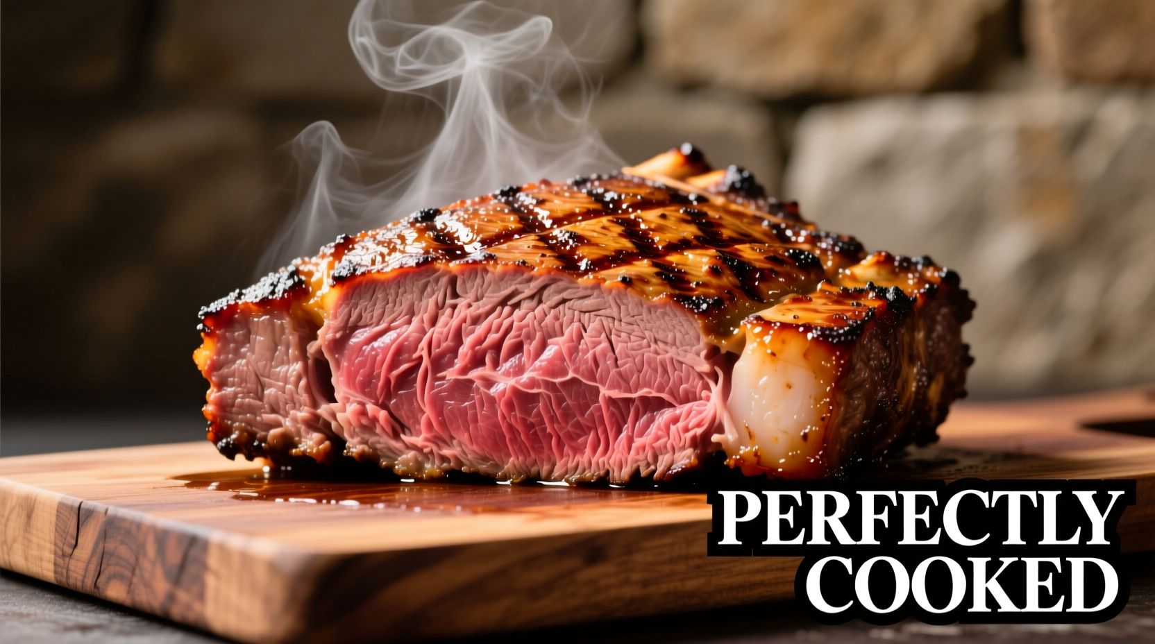 Perfectly cooked prime rib with golden crust