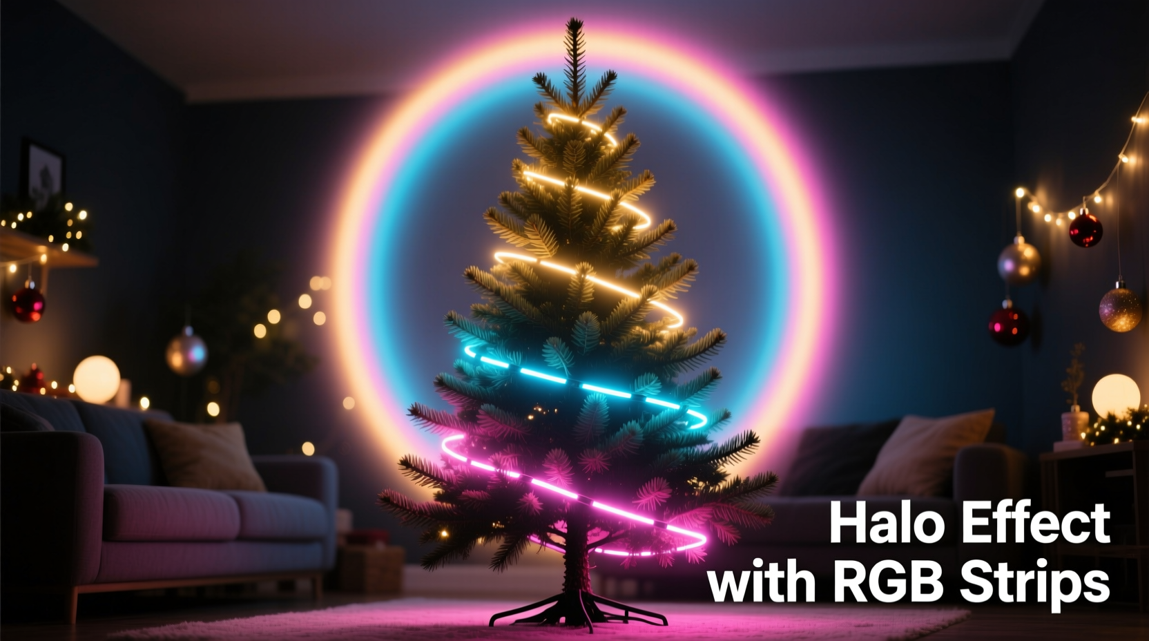 how to use rgb strips to backlight your christmas tree for a halo effect