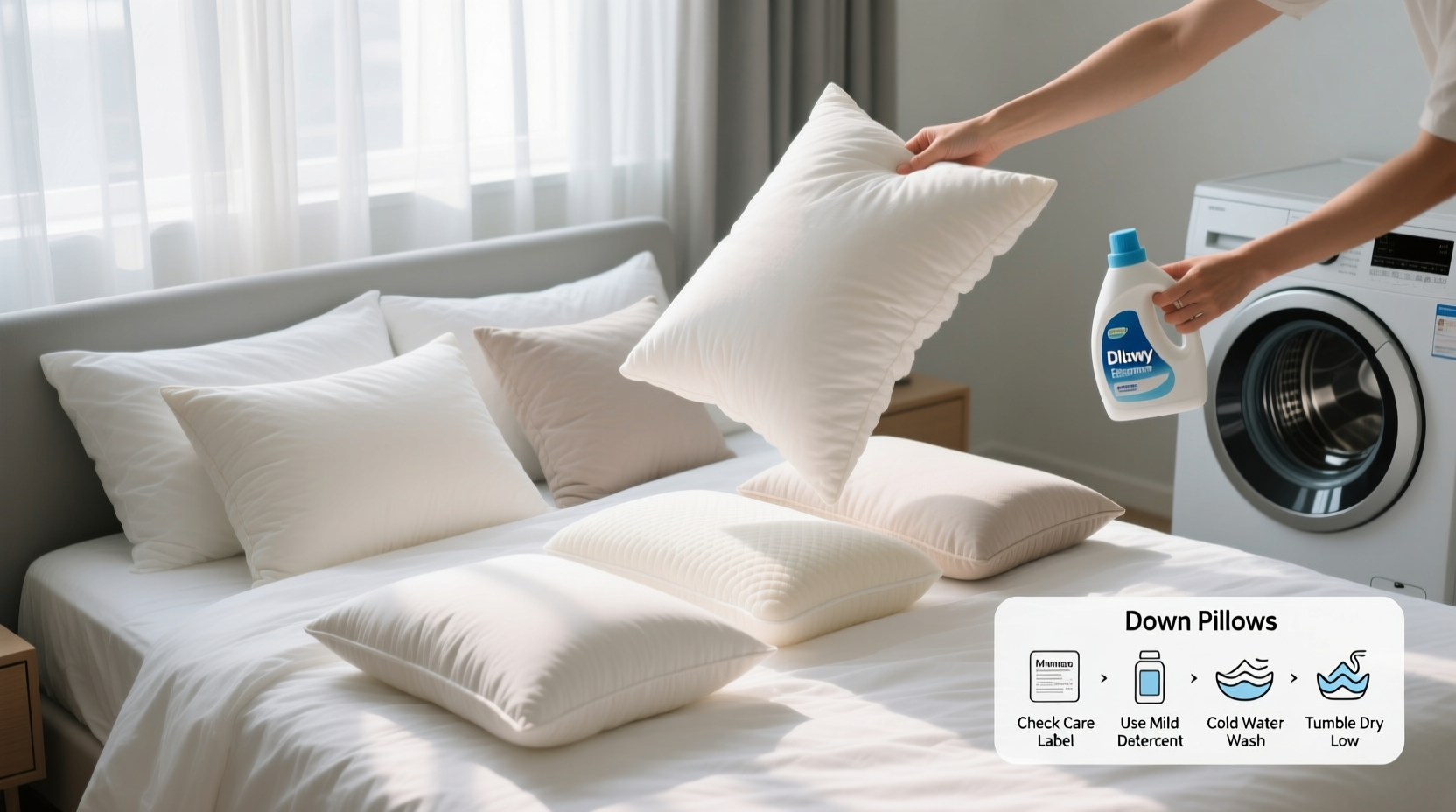 how to wash pillows properly