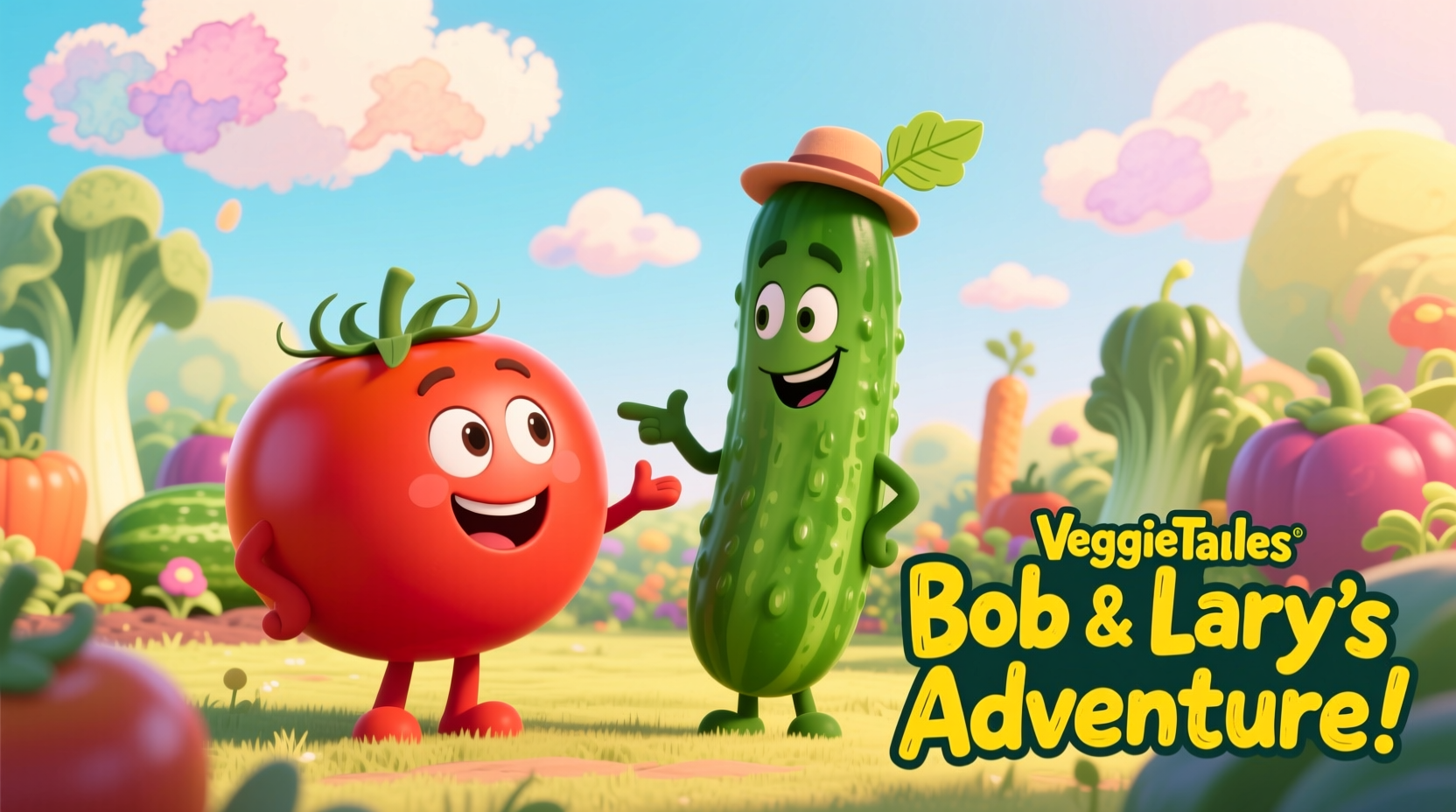 Bob the Tomato and Larry the Cucumber cartoon characters