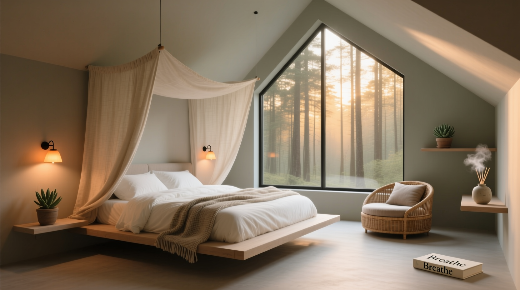 how to create a calming bedroom setup for anxiety relief using lighting and layout