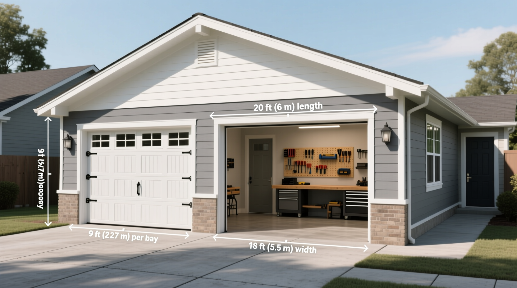 how big is a typical two car garage