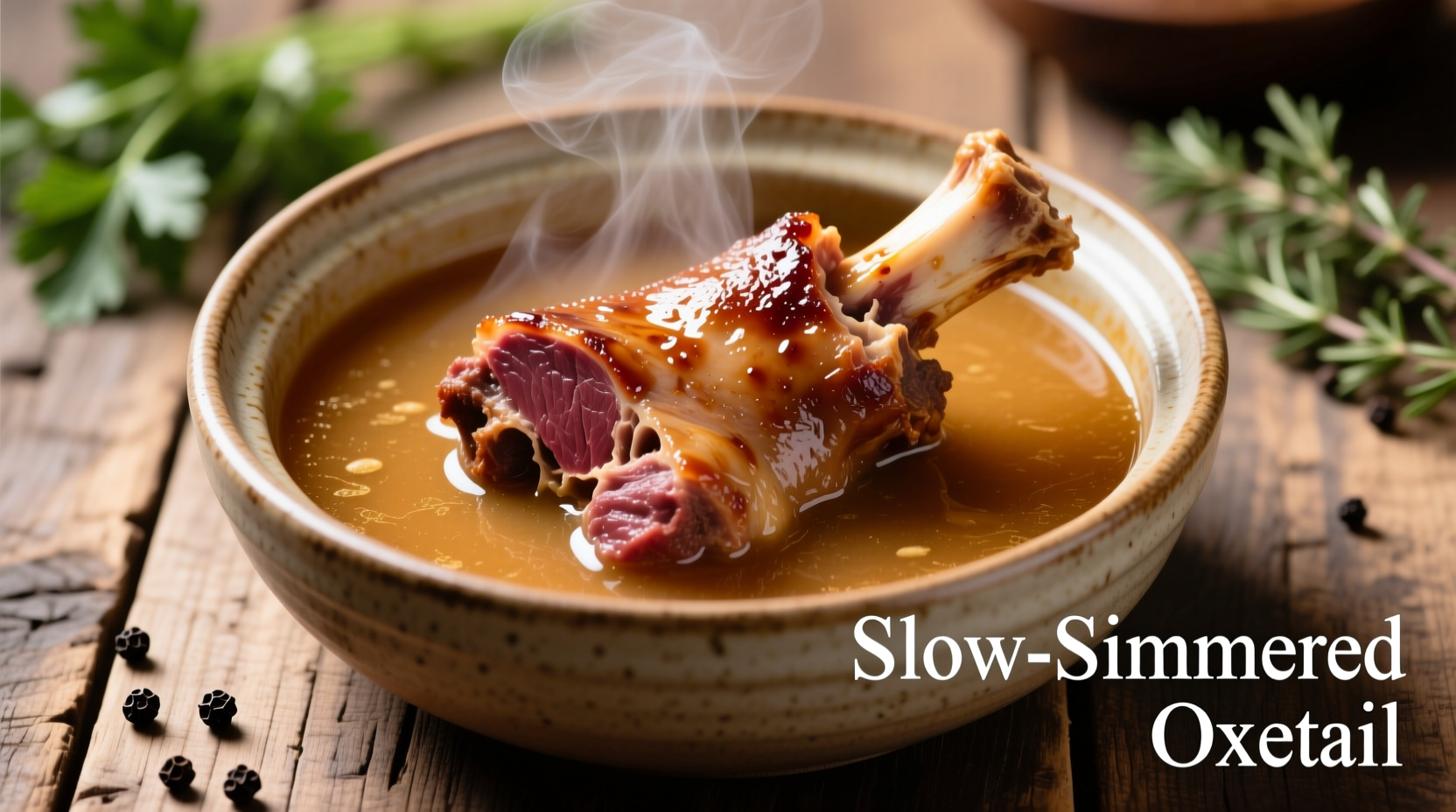 Perfectly cooked oxtail in rich broth