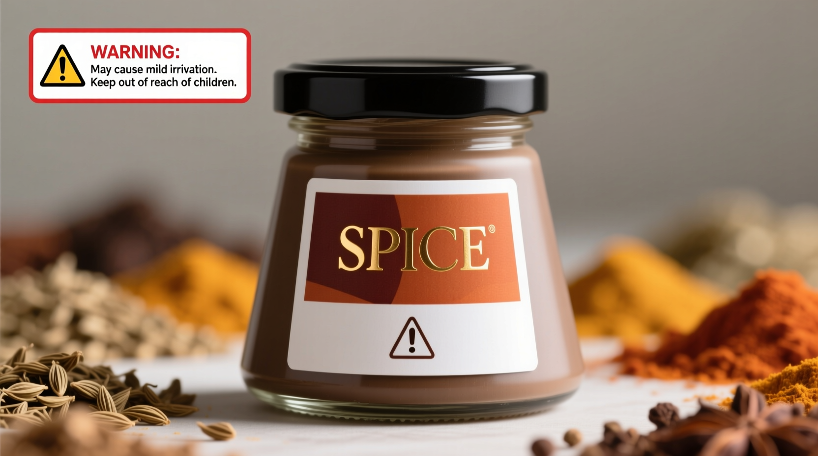 SPICE product packaging with warning labels