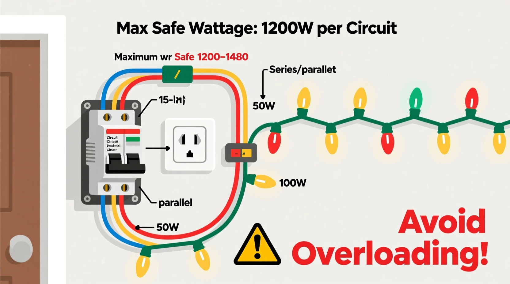 what wattage should christmas lights be to avoid tripping circuit breakers