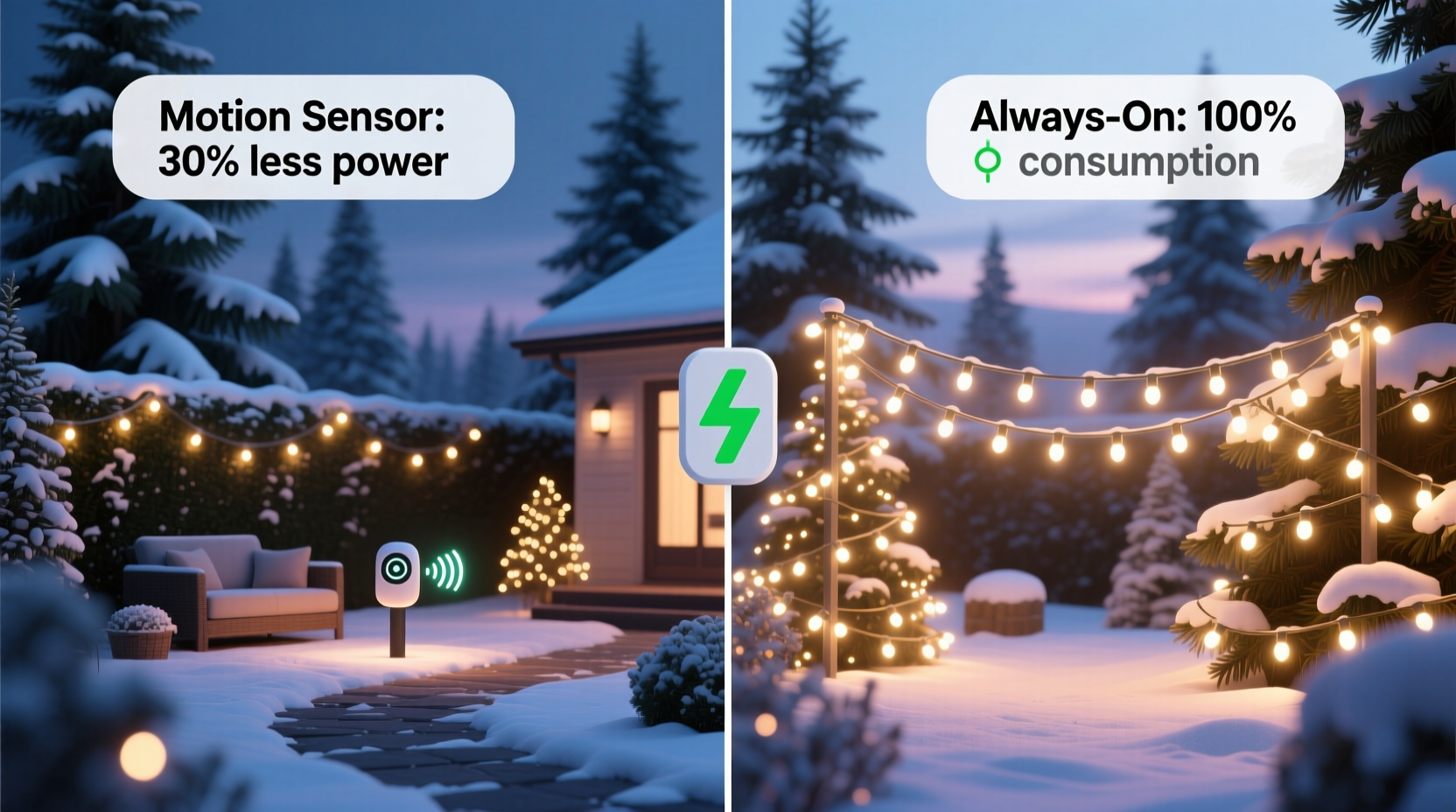 do motion sensor christmas lights save more power than always on sets