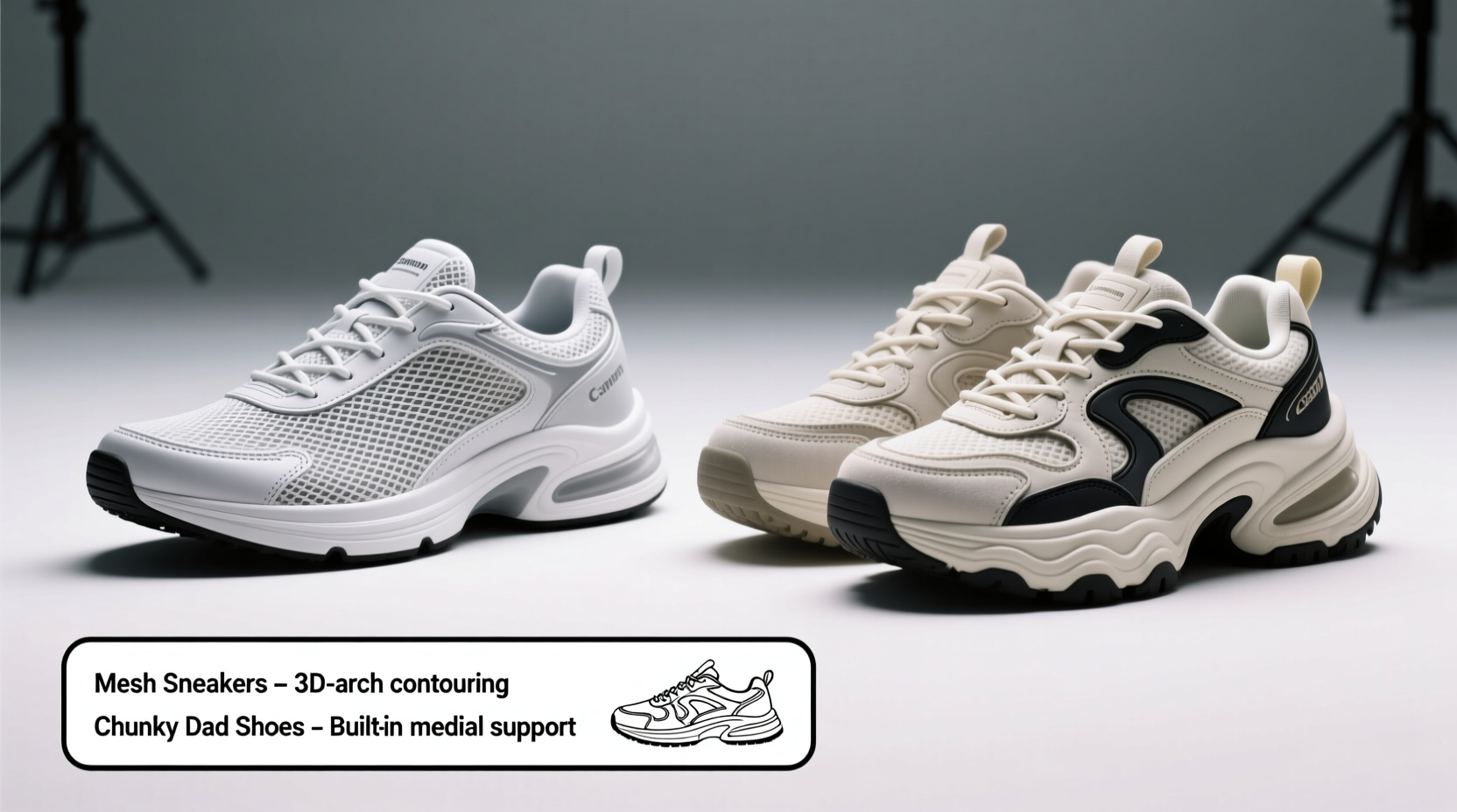 mesh sneakers vs chunky dad shoes which gives better arch support all day