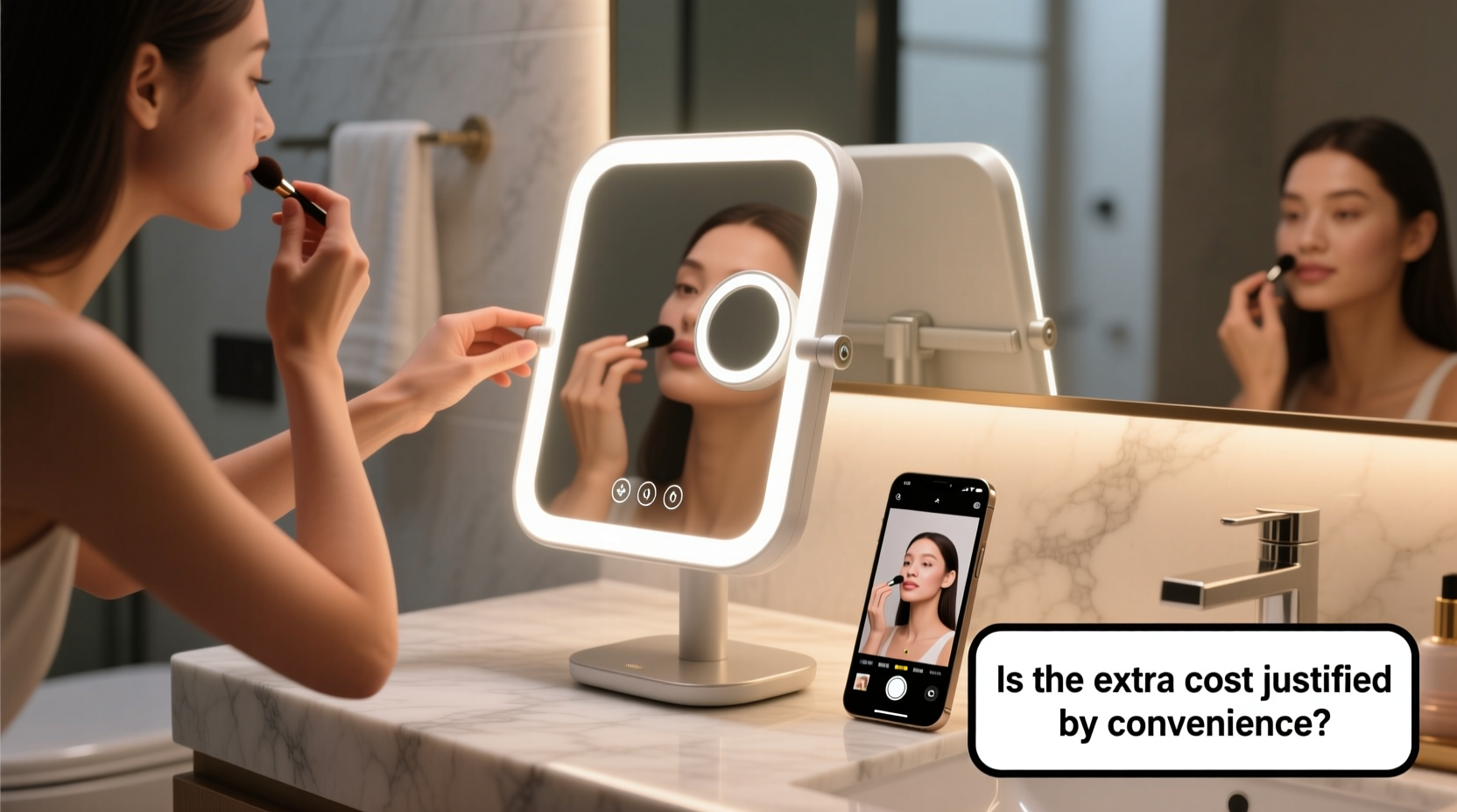 compact mirror with light is the extra cost justified by convenience