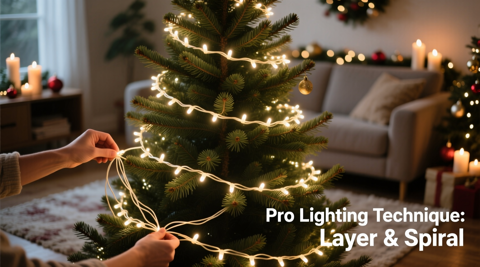 how to wrap a christmas tree in lights like a pro using the layering technique