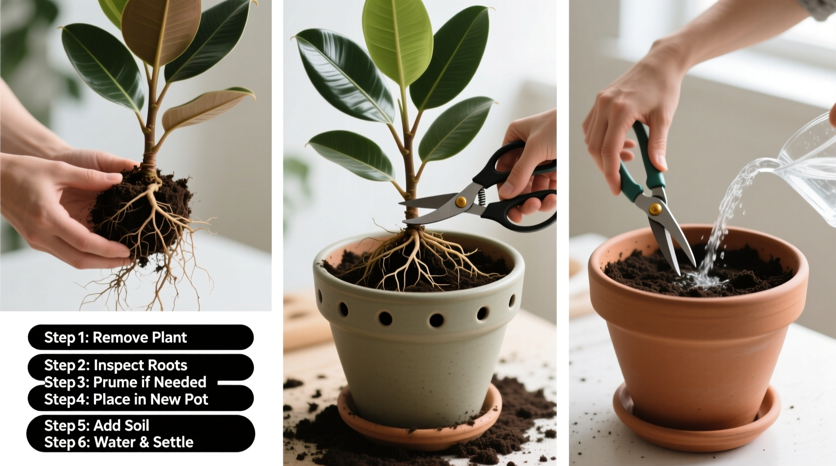 Repot Rubber Plants in 5 Steps | TheHomeSprouts