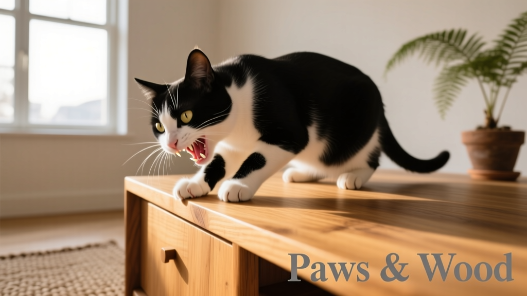 My Cat Is Biting The Wood Furniture